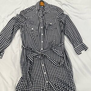 Draper James Black and White Gingham Shirt Dress